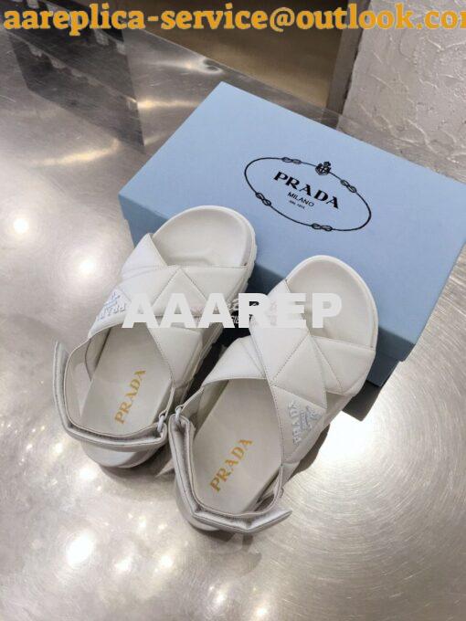 Replica Prada Sporty Quilted Nappa Leather Sandals 1X599M White 5