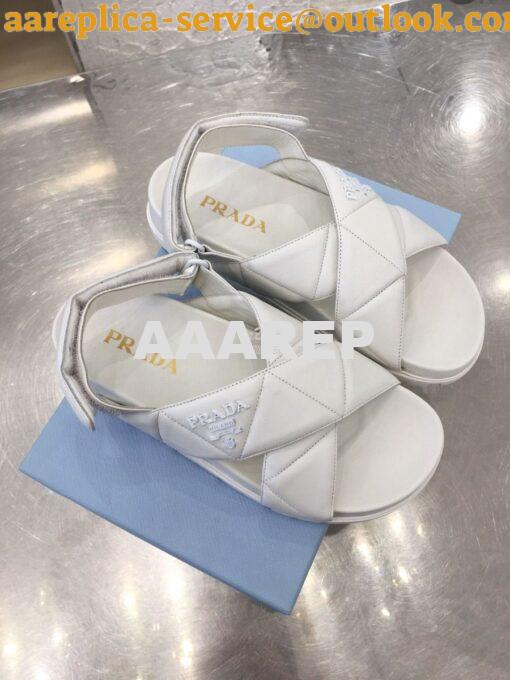 Replica Prada Sporty Quilted Nappa Leather Sandals 1X599M White 6