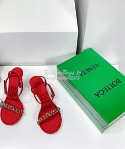 Replica Bottega Veneta BV Dot Leather Sandals 667178 Red 2