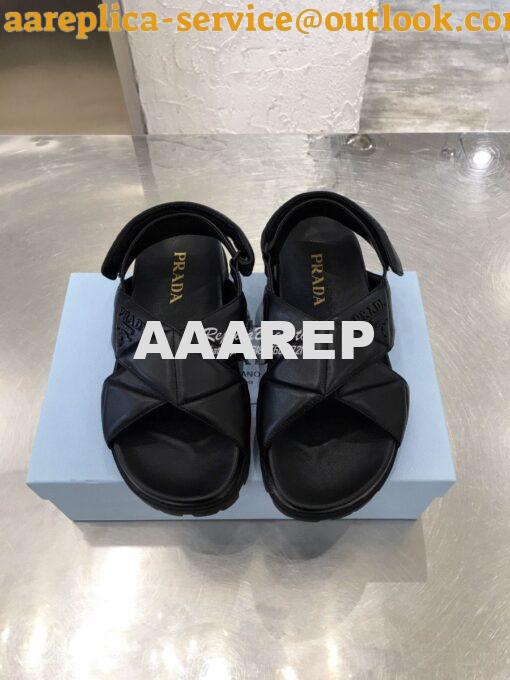 Replica Prada Sporty Quilted Nappa Leather Sandals 1X599M Black