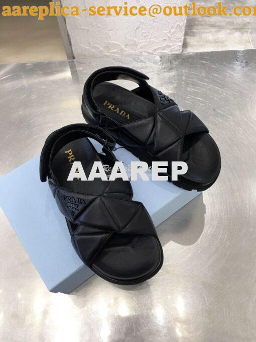 Replica Prada Sporty Quilted Nappa Leather Sandals 1X599M Black 2