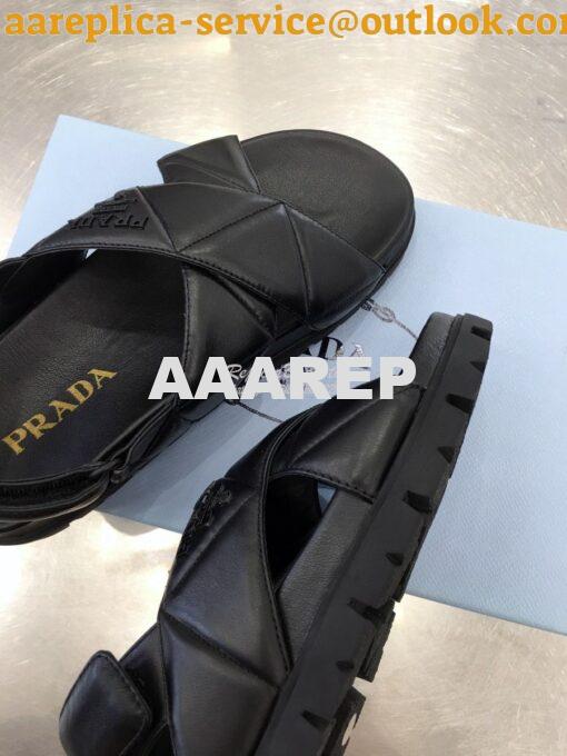 Replica Prada Sporty Quilted Nappa Leather Sandals 1X599M Black 6