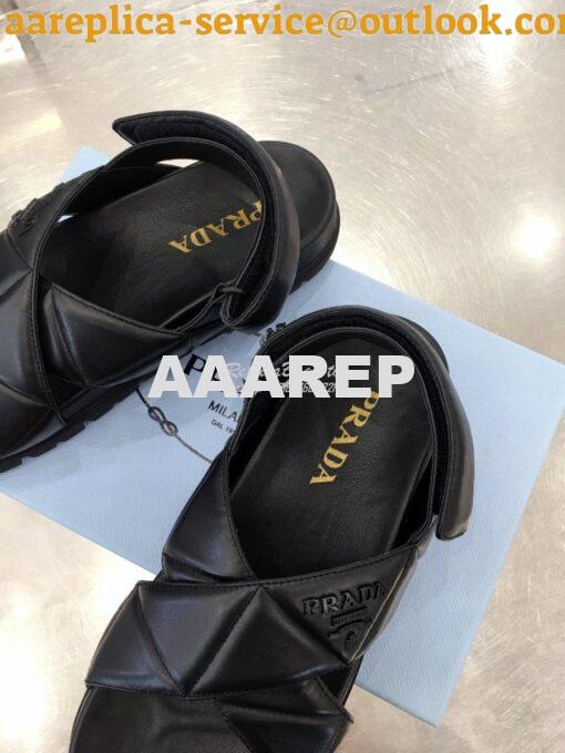 Replica Prada Sporty Quilted Nappa Leather Sandals 1X599M Black 7