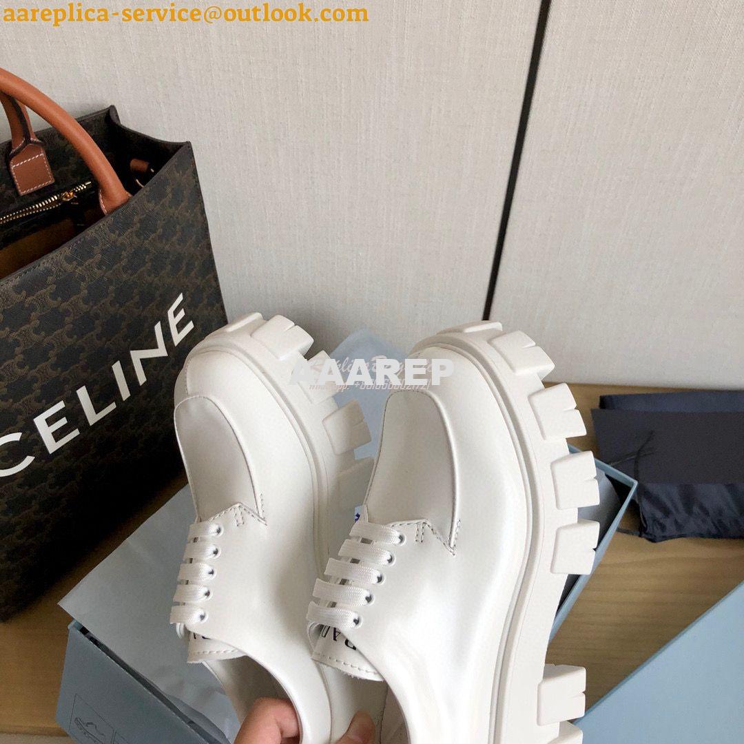Replica Prada Monolith Brushed Leather Lace-Up Shoes 1E708L White 6 Replica Prada Monolith Brushed Leather Lace-Up Shoes 1E708L White 6