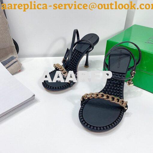 Replica Bottega Veneta BV Dot Leather Sandals 667178 Black 2