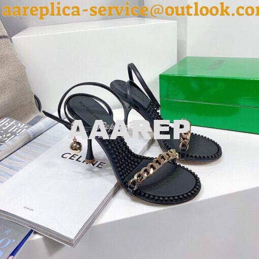 Replica Bottega Veneta BV Dot Leather Sandals 667178 Black 4