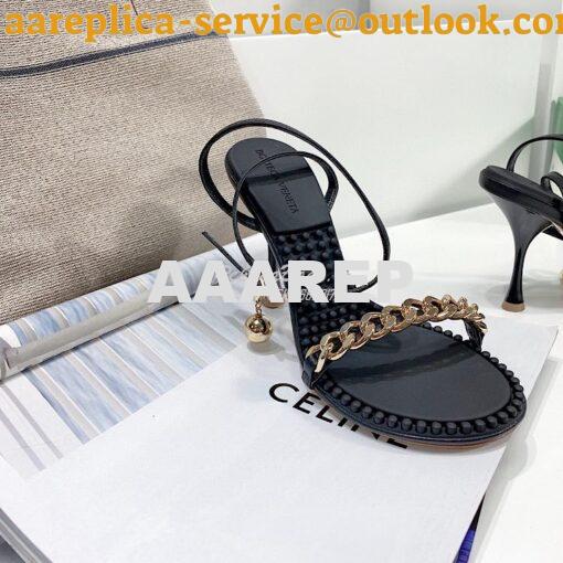 Replica Bottega Veneta BV Dot Leather Sandals 667178 Black 5