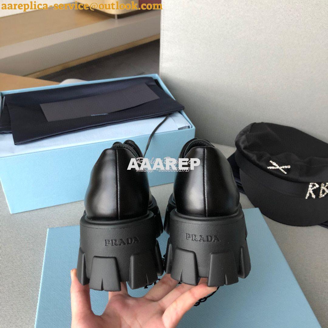 Replica Prada Monolith Brushed Leather Lace-Up Shoes 1E708L Black 8 Replica Prada Monolith Brushed Leather Lace-Up Shoes 1E708L Black 8