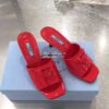 Replica Prada Brushed Leather Mid-heeled Slides 1XX590 Red