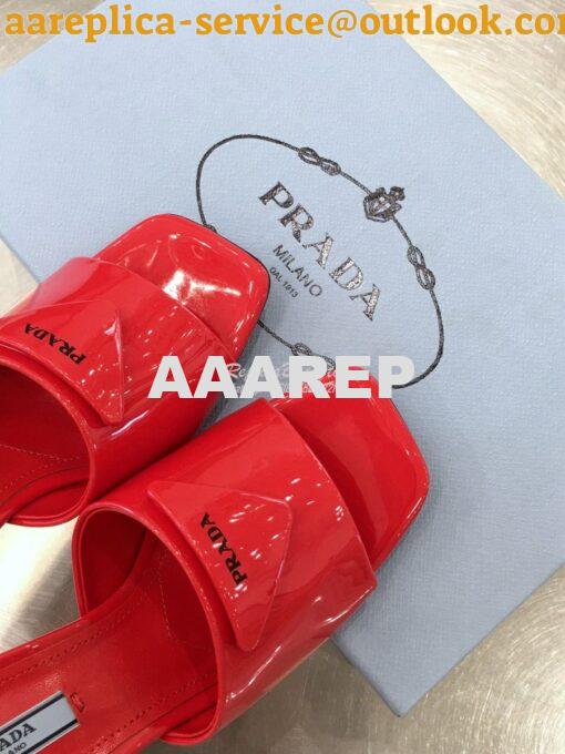 Replica Prada Brushed Leather Mid-heeled Slides 1XX590 Red 6