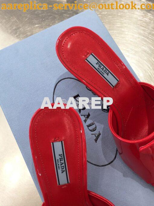 Replica Prada Brushed Leather Mid-heeled Slides 1XX590 Red 7