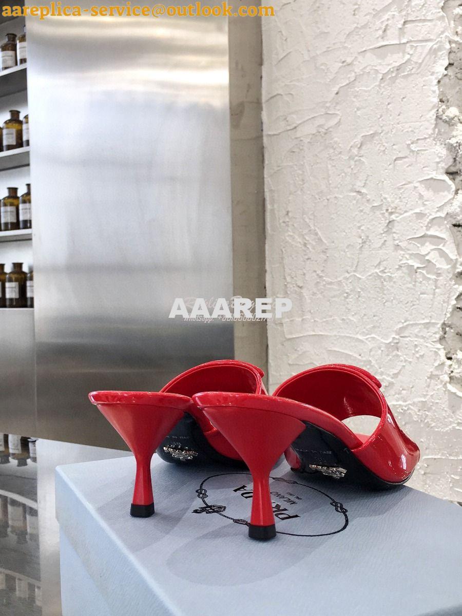 Replica Prada Brushed Leather Mid-heeled Slides 1XX590 Red 8 Replica Prada Brushed Leather Mid-heeled Slides 1XX590 Red 8