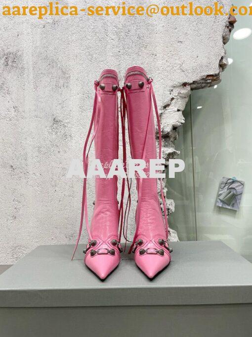 Replica Balenciaga Cagole 90mm Boot Arena lambskin 694395 Pink 2