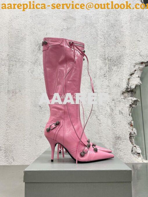 Replica Balenciaga Cagole 90mm Boot Arena lambskin 694395 Pink 3