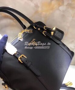 Replica Prada Bauletto Dome Black Nylon Shoulder Bag 1BB013 2