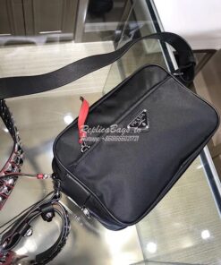Replica Prada Black Nylon shoulder bag 1BC167 with Red