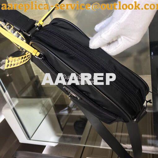 Replica Prada Black Nylon shoulder bag 1BC167 with Yellow 4