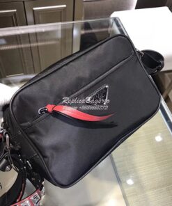 Replica Prada Black Nylon shoulder bag 1BC167 with Red 2
