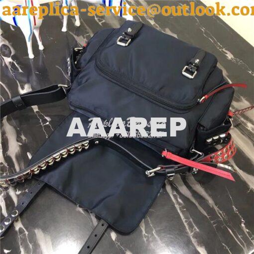 Replica Prada black nylon shoulder bag 1BD118 red 4