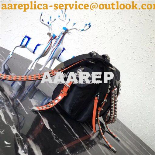 Replica Prada black nylon shoulder bag 1BD118 orange 3