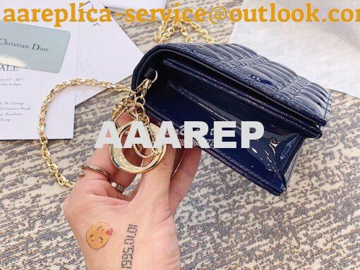 Replica Lady Dior Clutch With Chain in Patent Calfskin S0204 Indigo Bl 4