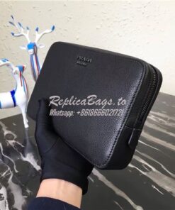 Replica Prada black deer leather bag 2VF017 2