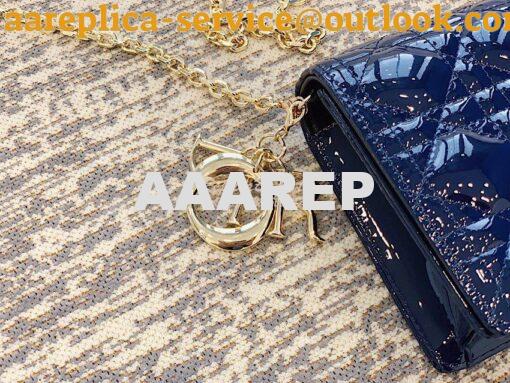 Replica Lady Dior Clutch With Chain in Patent Calfskin S0204 Indigo Bl 6