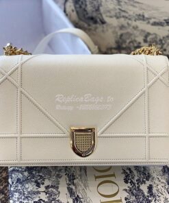 Replica Dior "Diorama" Flap in Grainy Calfskin with Large Cannage Moti 2