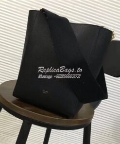 Replica  Celine Small Seau Sangle bag in black soft grained calfskin