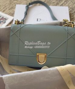 Replica Dior "Diorama" Flap in Grainy Calfskin with Large Cannage Moti