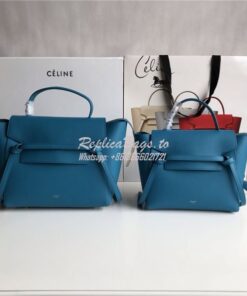 Replica Celine Belt Bag In Medium Blue Grained Calfskin 2 sizes availa 2
