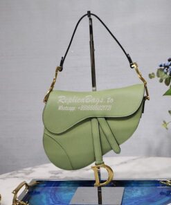 Replica Dior Saddle Bag in Grained Calfskin Matcha Green