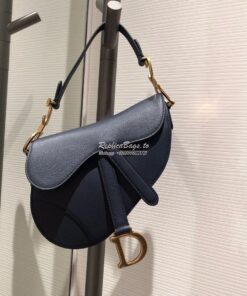 Replica Dior Saddle Bag in Grained Calfskin Blue