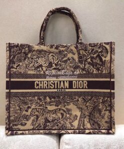 Replica Dior Book Tote bag Embroidered Canvas with Burgundy Toile De J