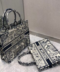 Replica Dior Book Tote bag Embroidered Canvas with Blue De Jouy Motif 2