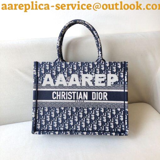 Replica Dior Book Tote bag in Blue Oblique Embroidered Canvas 10