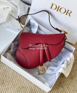 Replica Dior Saddle Bag in Grained Calfskin Red