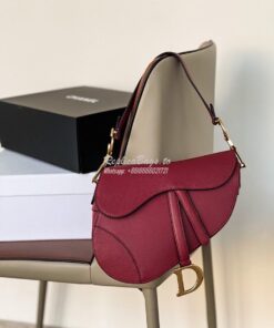 Replica Dior Saddle Bag in Grained Calfskin Red 2