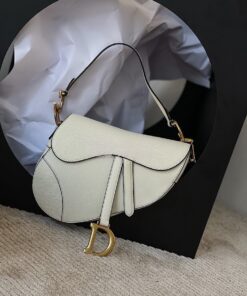 Replica Dior Saddle Bag in Grained Calfskin White 2