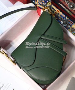 Replica Dior Saddle Bag in Grained Calfskin Green