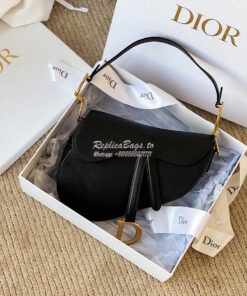 Replica Dior Saddle Bag in Grained Calfskin Black
