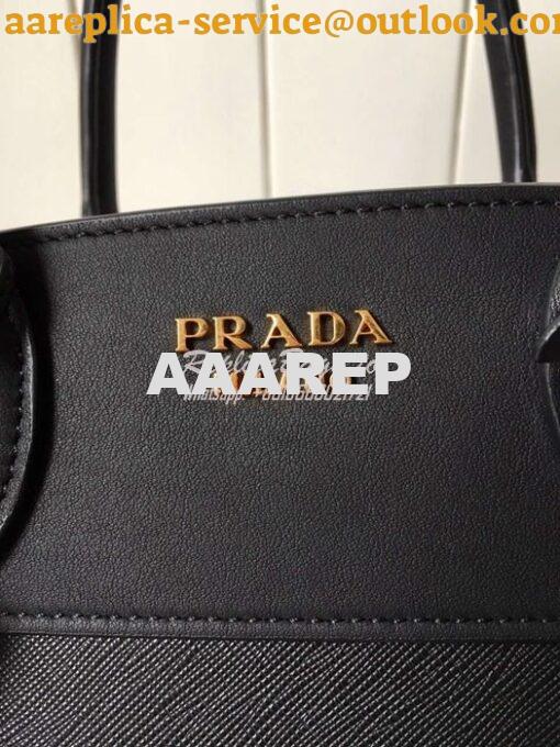 Replica Prada Esplanade Saffiano & Leather Bag Black 8