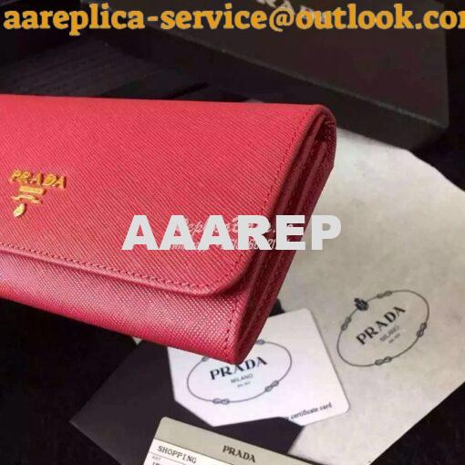 Replica Prada 1M1132 Saffiano Leather Long Fold Wallet Red 4