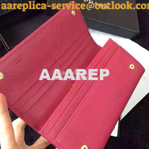 Replica Prada 1M1132 Saffiano Leather Long Fold Wallet Red 5