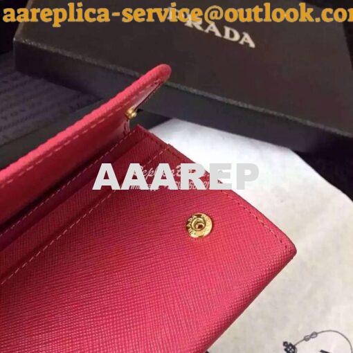 Replica Prada 1M1132 Saffiano Leather Long Fold Wallet Red 7