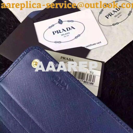 Replica Prada 1M1132 Saffiano Leather Long Fold Wallet Dark Blue 9