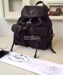 Replica Prada BZ6677 Junior Signature Vela Leather Backpack Black