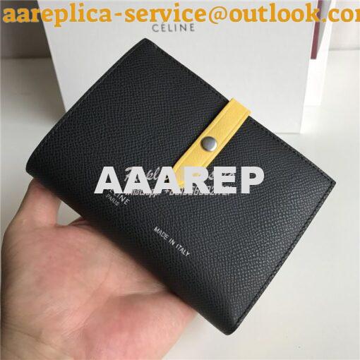 Replica Celine Strap medium/large multifunction wallet in black graine