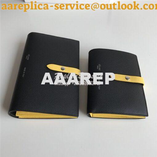 Replica Celine Strap medium/large multifunction wallet in black graine 2