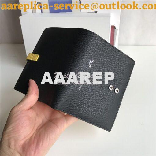 Replica Celine Strap medium/large multifunction wallet in black graine 3